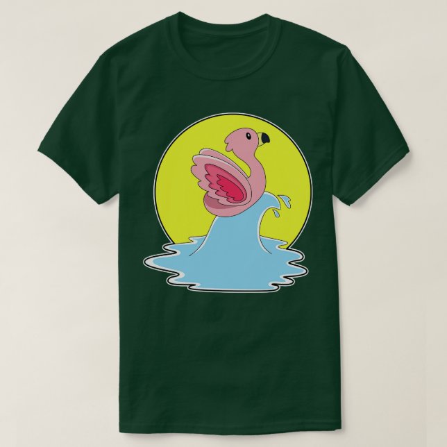Camiseta Flamingo en Surfing on Water (Diseño del anverso)