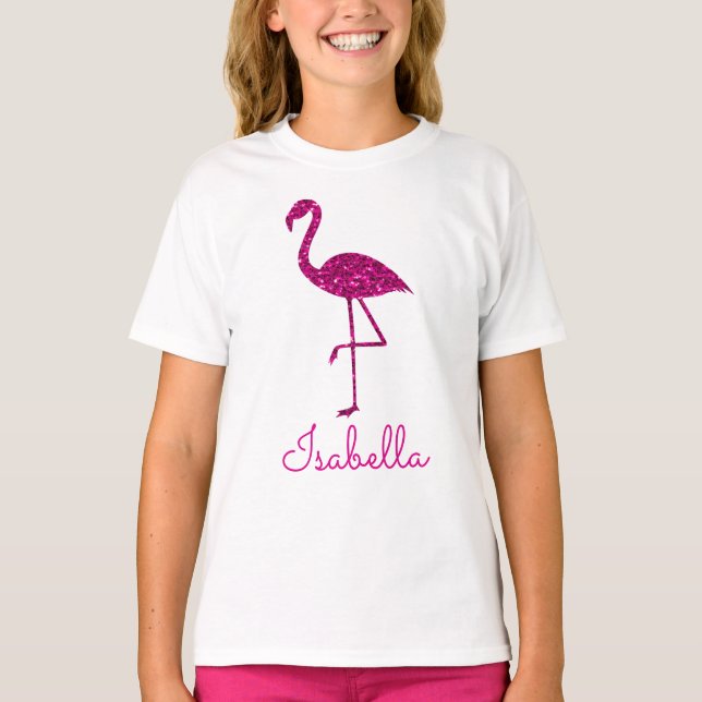 Camiseta Flamingo espumoso purpurina rosa chispas Personali (Anverso)