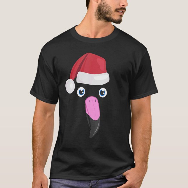 Camiseta Flamingo Face Animal Big Cute Face Costume Christm (Anverso)