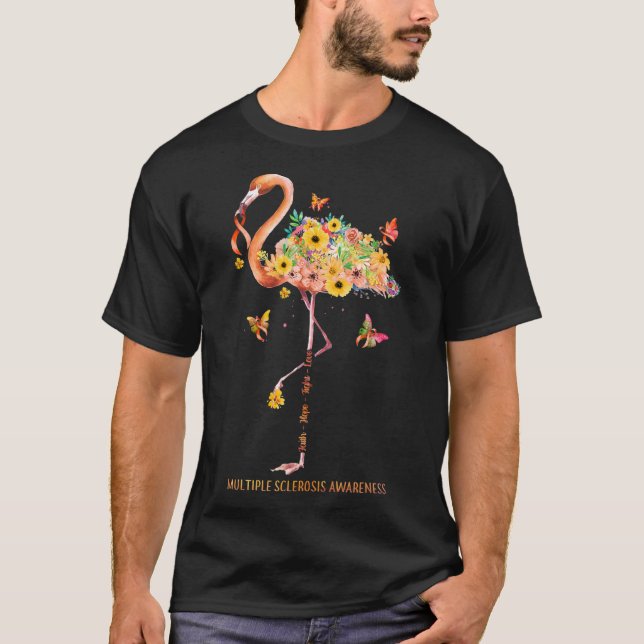 Camiseta Flamingo Faith Hope Fight Cure La Esclerosis Múlti (Anverso)