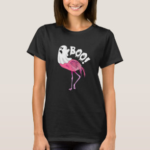 Camiseta Flamingo Fantasma Boo Rosa Sunset Retro Halloween 