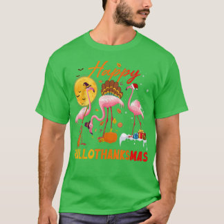 Camiseta Flamingo Feliz HalloThanksmas Divertido Halloween