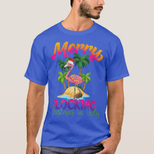 Camiseta Flamingo Flamingo Santa Hat Tropical Beach V