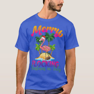 Camiseta Flamingo Flamingo Santa Hat Tropical Beach V