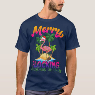 Camiseta Flamingo Flamingo Santa Hat Tropical Beach V