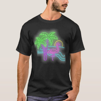 Camiseta Flamingo Flamingo Tropical Palm Tree Gif de los añ