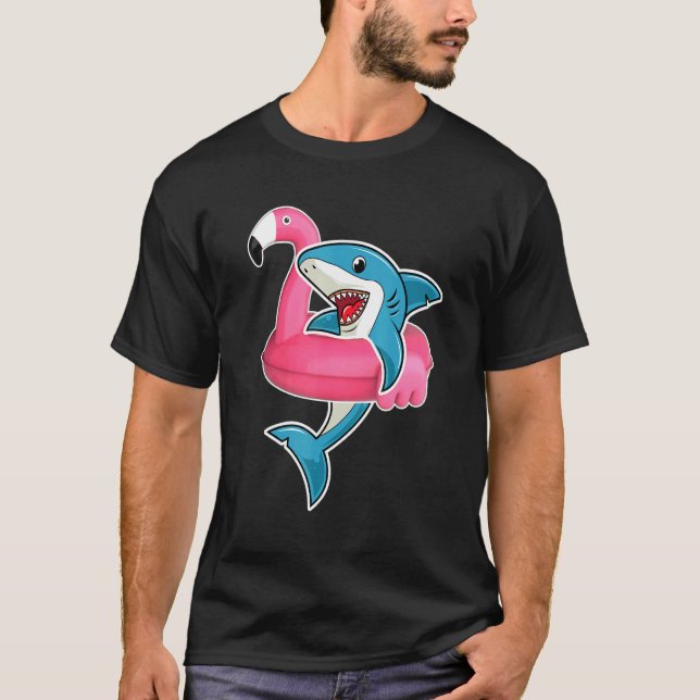 Camiseta Flamingo Float Summer Shark Flotante (Anverso)