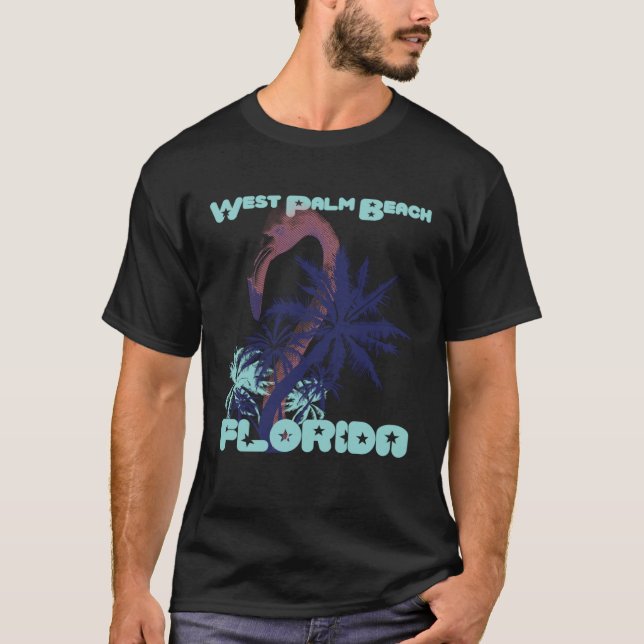 Camiseta Flamingo Florida West Palm Beach Palm trees Vacati (Anverso)
