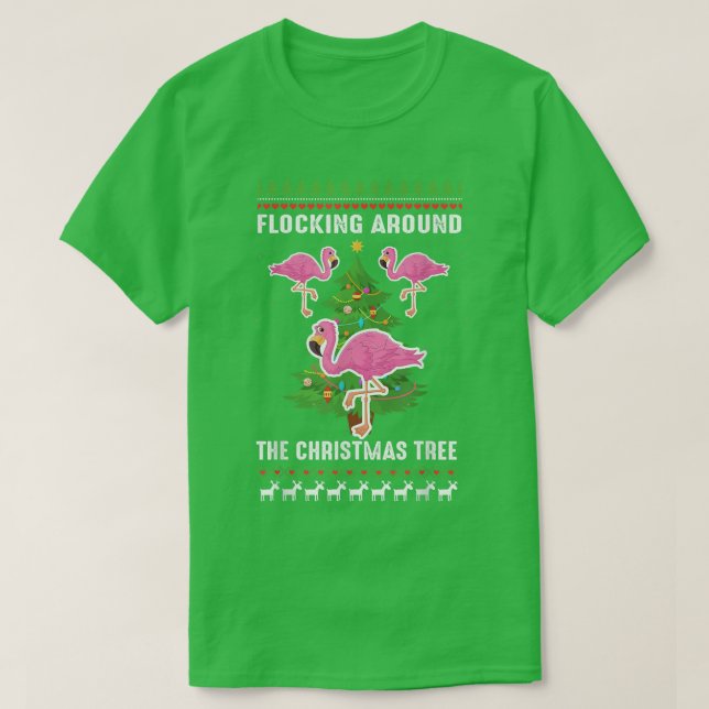 Camiseta Flamingo Funny Christmas Tree  (Diseño del anverso)