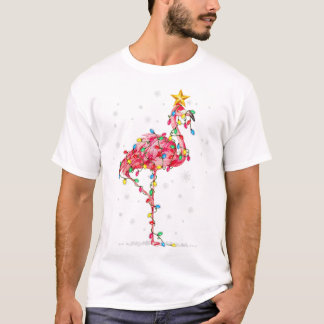 Camiseta Flamingo Gorra de renos Santa Navidades L