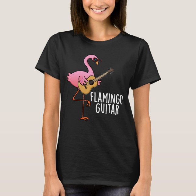 Camiseta Flamingo Guitar Funny Music Pun Dark BG (Anverso)