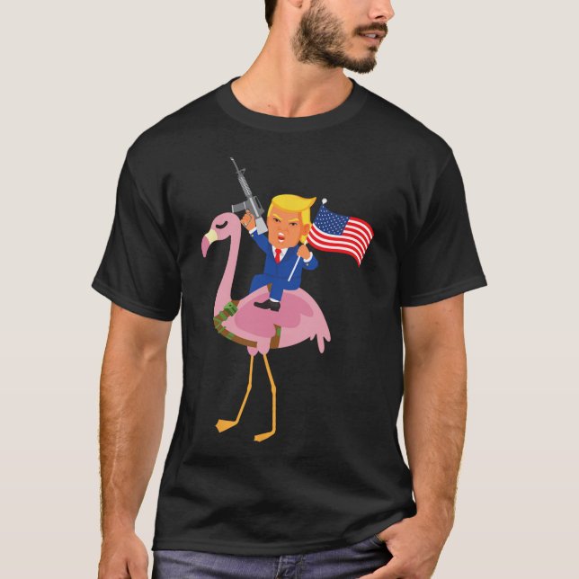 Camiseta Flamingo Gun Merica 2020 Maga Republicano (Anverso)
