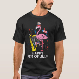 Camiseta Flamingo Harp Feliz 4 De Julio Hombres Patriotas D