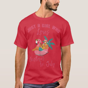 Camiseta Flamingo hawaiano solo un Chica que ama a los Navi