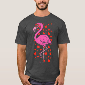 Camiseta Flamingo Heart Glasses Cute Valentines Day Bird