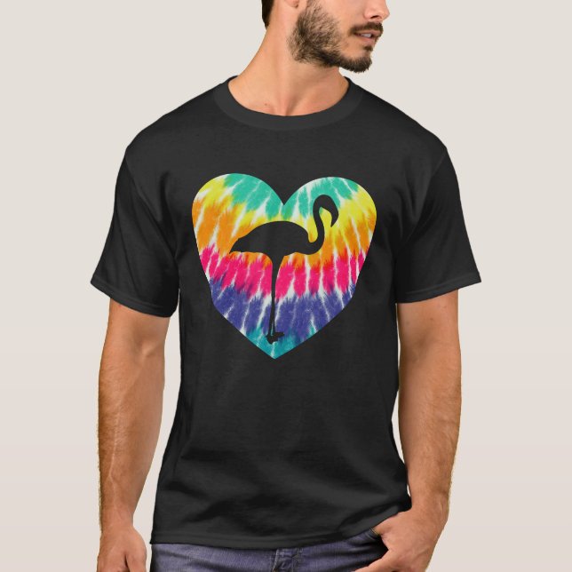 Camiseta Flamingo Heart With Tie dye Print For Flamingo (Anverso)