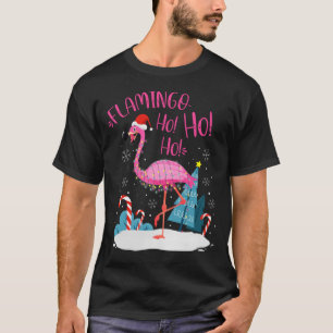 Camiseta Flamingo Ho-Ho-Ho Christmas Pink Flamingo Theme