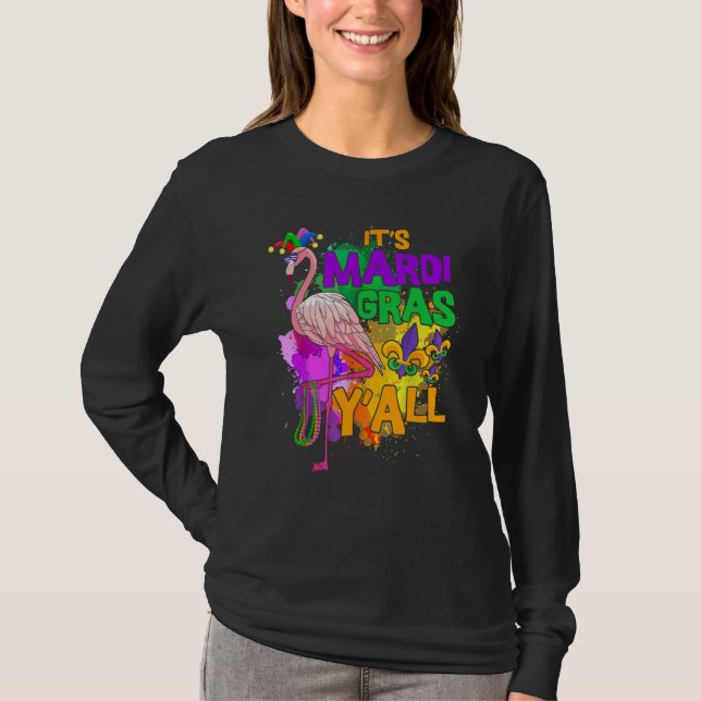 Camiseta Flamingo Its Mardi Gras Yall Carnival Jester Hat W (Anverso)