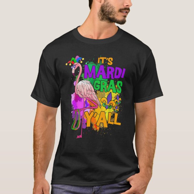 Camiseta Flamingo Its Mardi Gras Yall Carnival Jester Hat W (Anverso)