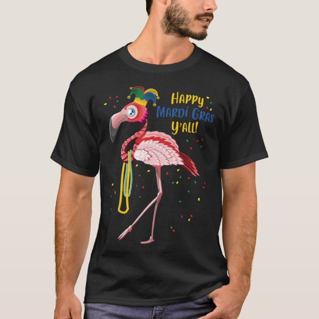 Camiseta Flamingo Jester Hat Mardi Gras Fat Tuesday (Anverso)