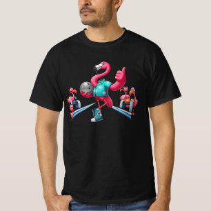 Camiseta Flamingo Jugando Bowling Grave Art Bowlin