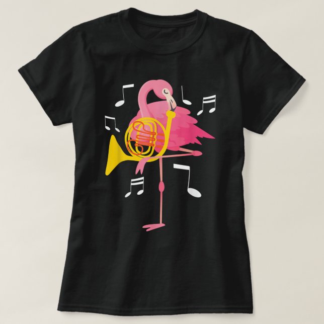 Camiseta Flamingo Jugando Horn Francés (Diseño del anverso)