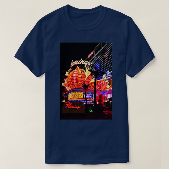 Camiseta Flamingo Las Vegas Hotel Neon Rótulos América (Diseño del anverso)
