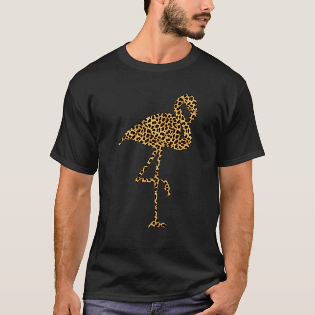 Camiseta Flamingo Leopard Print Bird Wading Animal Women (Anverso)