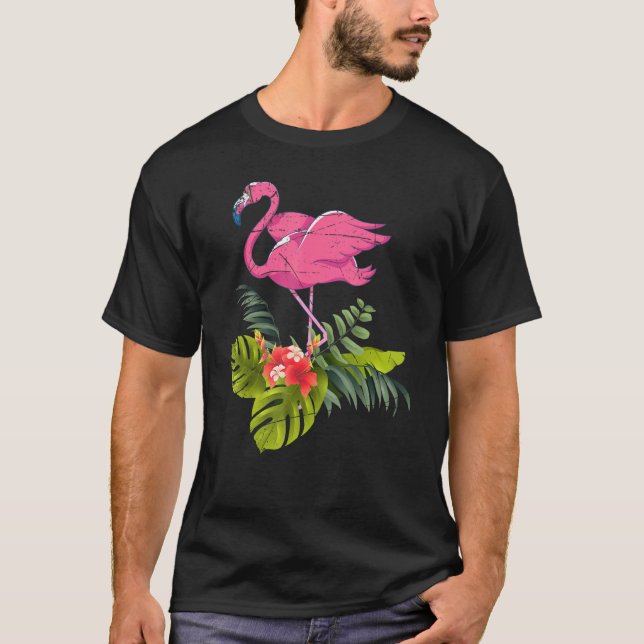 Camiseta Flamingo Lover Flores Exóticas De Animales Aves Tr (Anverso)