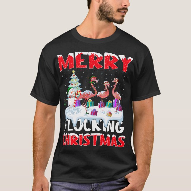 Camiseta Flamingo Lover Xmas Regalo Merry Flocking Navidade (Anverso)