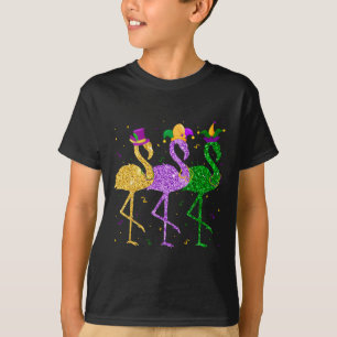 Camiseta Flamingo Mardi Gras Divertidas Máscara Carnaval Pa