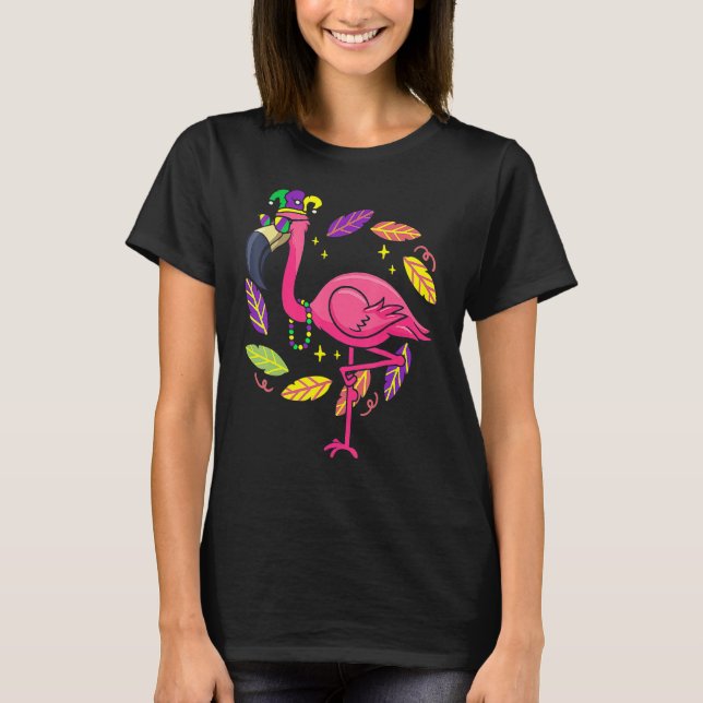 Camiseta Flamingo Mardi Gras New Orleans Disstuma de Carnav (Anverso)