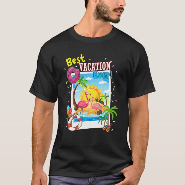Camiseta Flamingo Mejor Vacaciones De La Familia 2022 B (Anverso)