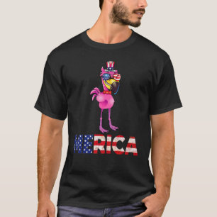 Camiseta Flamingo Merica Bandera Estadounidense Tío Gracios
