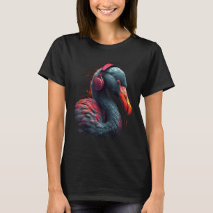 Camiseta Flamingo Music Bird Auriculares Animal Flamingo