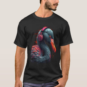 Camiseta Flamingo Music Bird Auriculares Animal Flamingo