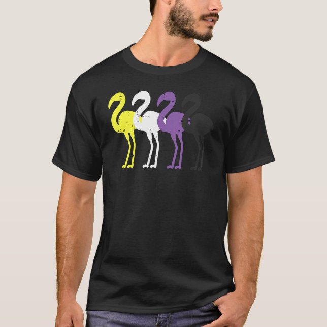 Camiseta Flamingo No Binario Enby Nb Pride Bandera A (Anverso)