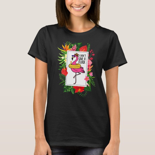 Camiseta Flamingo No me importa un rebaño tropical (Anverso)