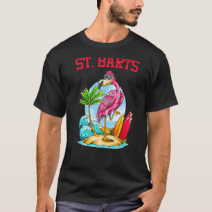 Camiseta Flamingo Ocean Beach Wave Surfboard St Barts