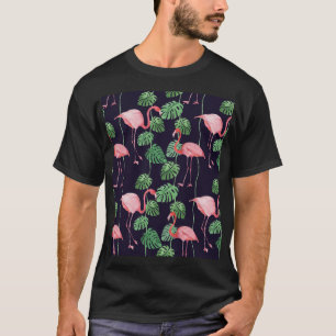 Camiseta Flamingo Oscuro: Pequeño Patrón De Acuarela.