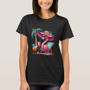 Camiseta Flamingo Palm Tree Pink Tropical Beach Vaca De Ver