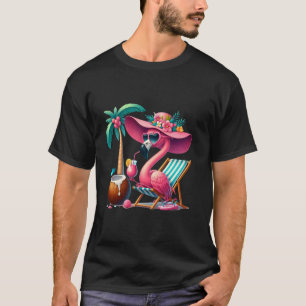 Camiseta Flamingo Palm Tree Pink Tropical Beach Vaca De Ver