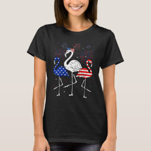 Camiseta Flamingo Patriótico Fuego De Fuego Rojo Azul Blanc