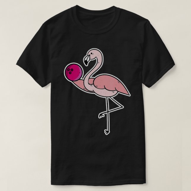 Camiseta Flamingo Pink Bowling Ball Funny Bowl (Diseño del anverso)