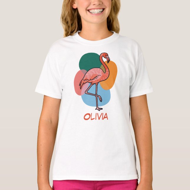 Camiseta Flamingo Pop art colorful (Anverso)
