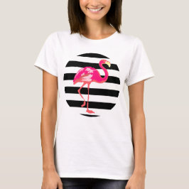 Camiseta Flamingo, rayas negras y blancas