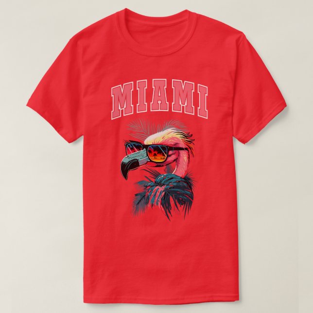Camiseta Flamingo Retro Hombres Mujeres Niños Divertidos Ve (Diseño del anverso)
