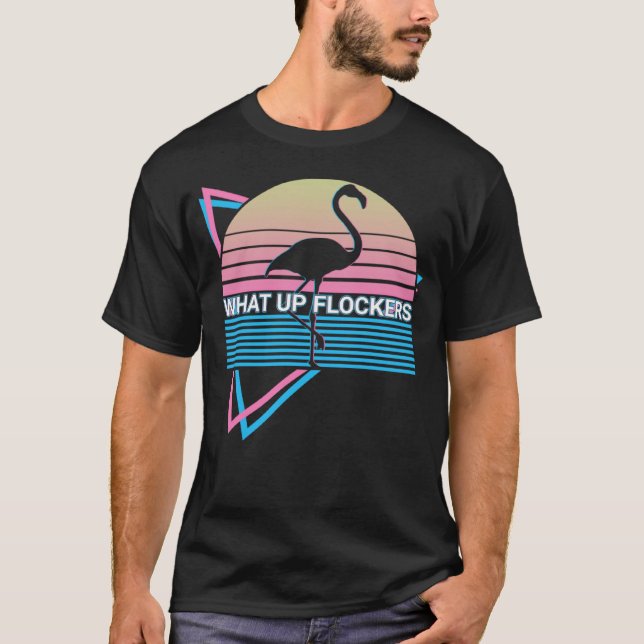 Camiseta Flamingo Retro What Up Flockers (Anverso)