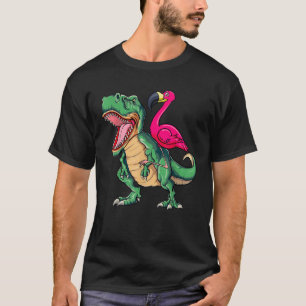 Camiseta Flamingo Riding Dinosaur T rex Funny Flamingo Tyra