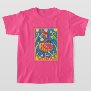 CAMISETA FLAMINGO ROJO DE HALLOWEEN Y GATO NEGRO EN PUMPKIN